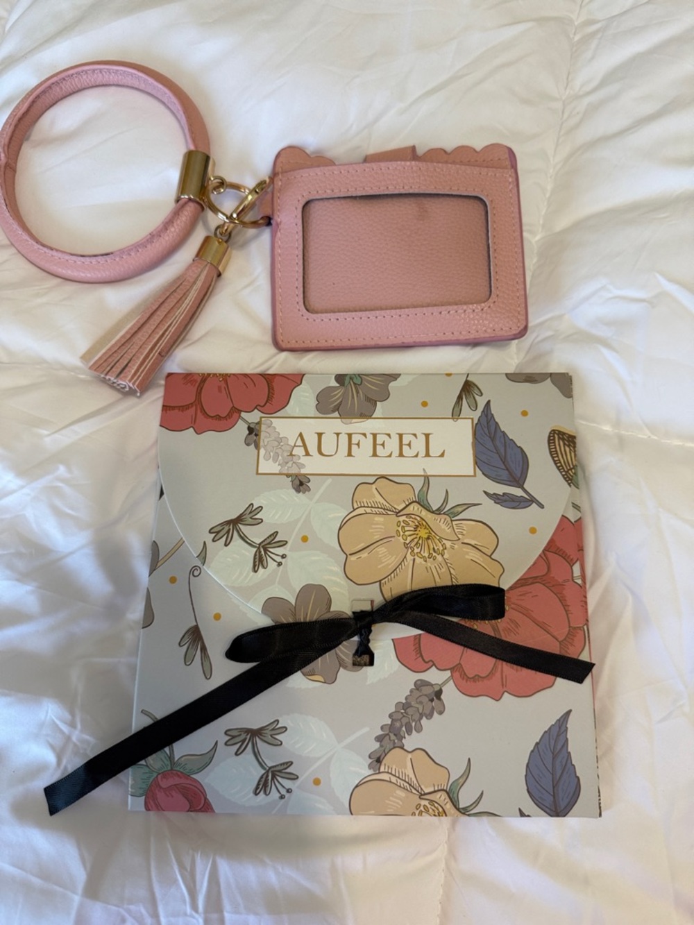 Pink Wristlet Card Holder with Tassel